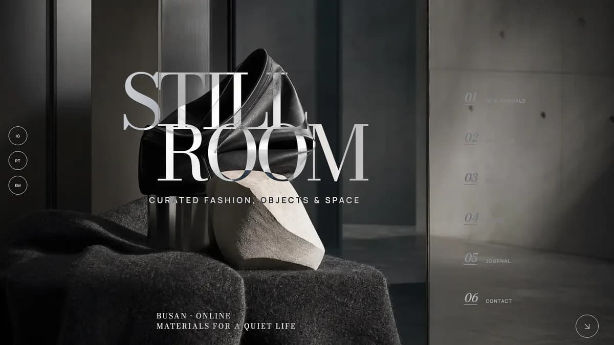 STILL ROOM 편집샵 홈페이지 화면